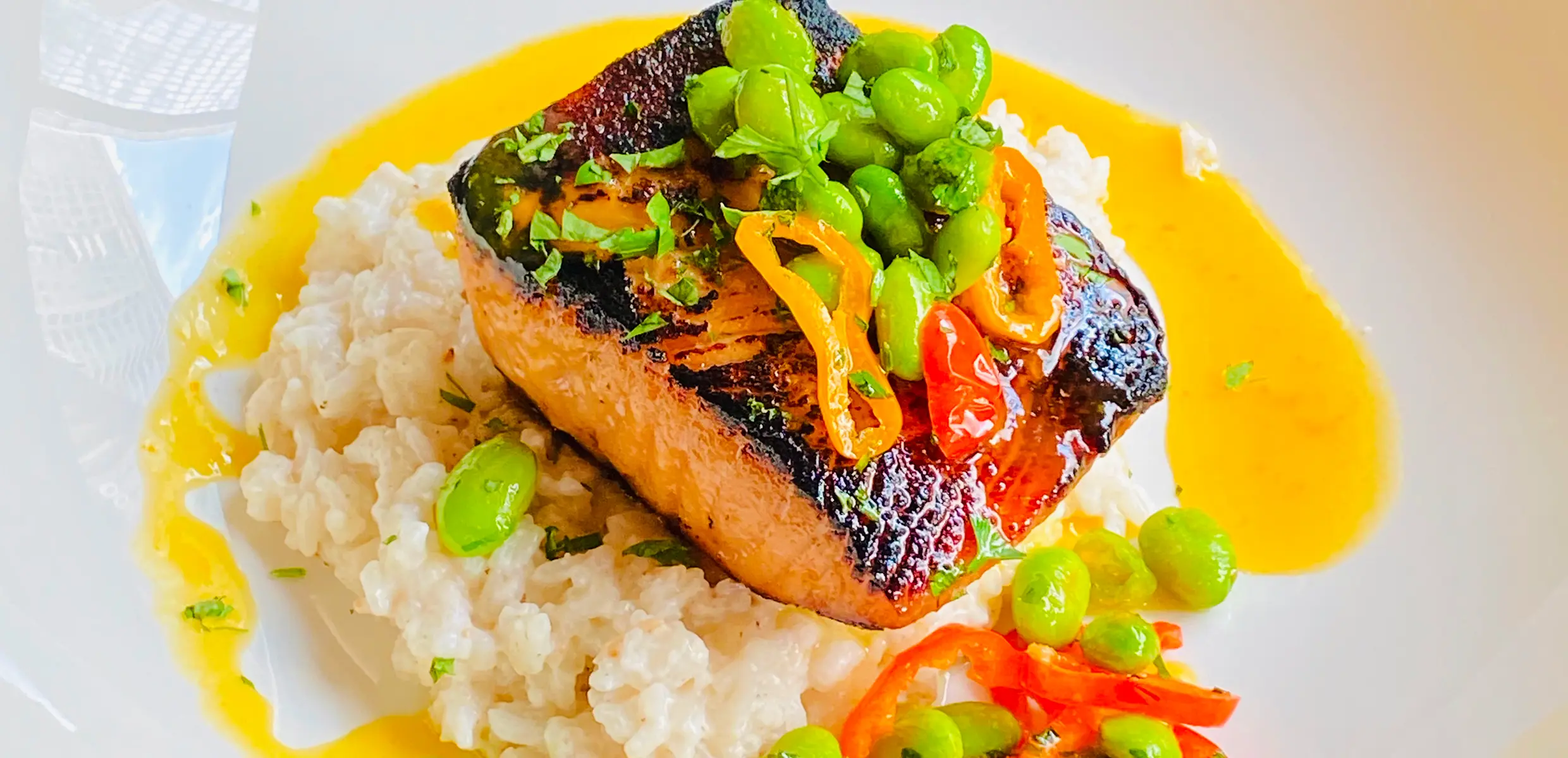 Salmon with vegetables and sauce