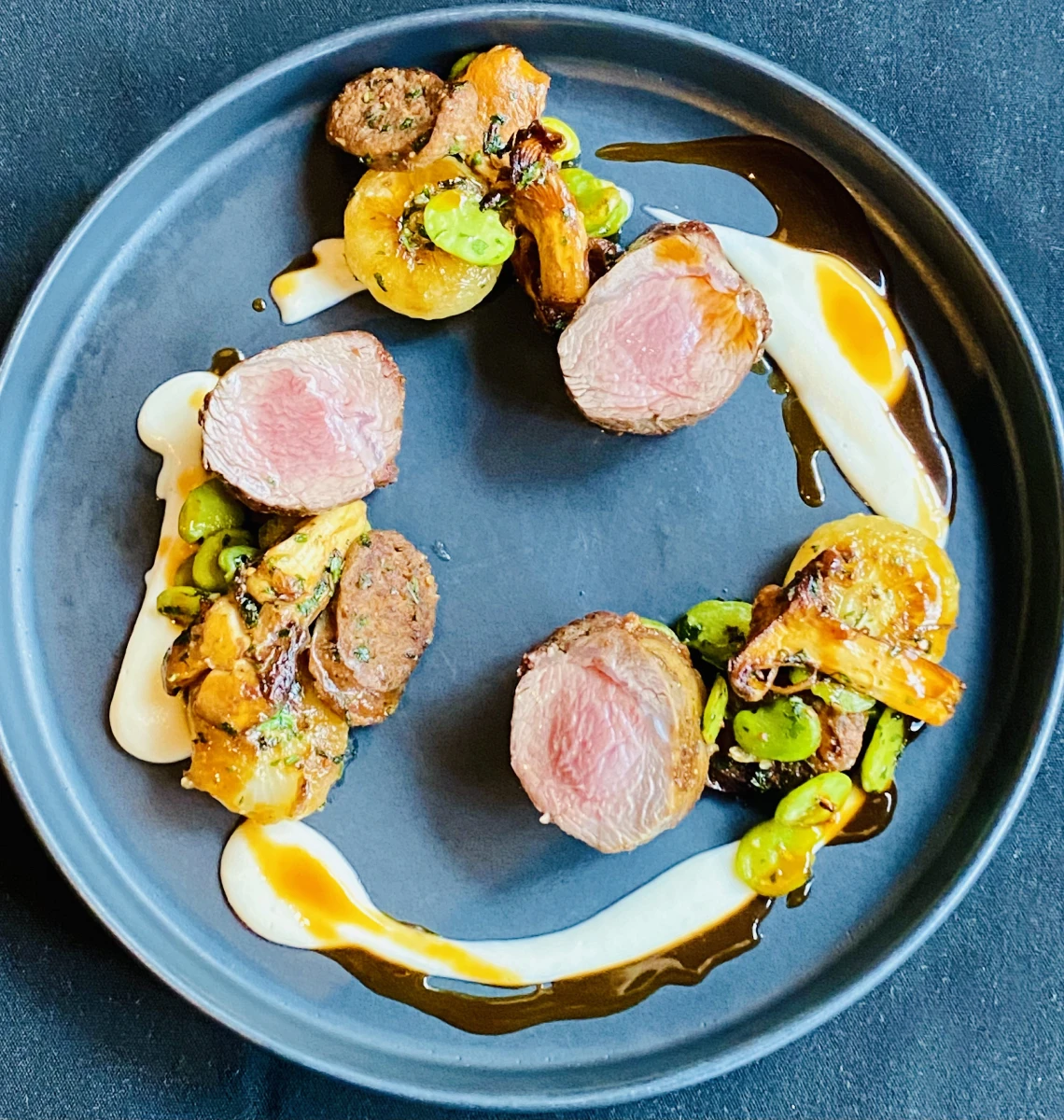 Gourmet lamb dish with vegetables